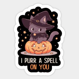 Funny Cat Pun Witch Spell Graphic Men Kids Women Halloween Sticker